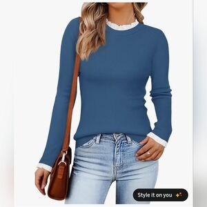 NWT Zesica Ruffle Trim Sweater L Large